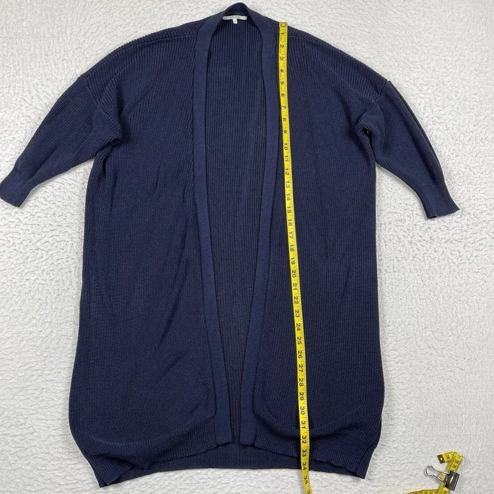 FRNCH Sweater Womens‎ M/L Navy Open Front Knit Cardigan 3/4 Sleeve Minimalist - Picture 5 of 10